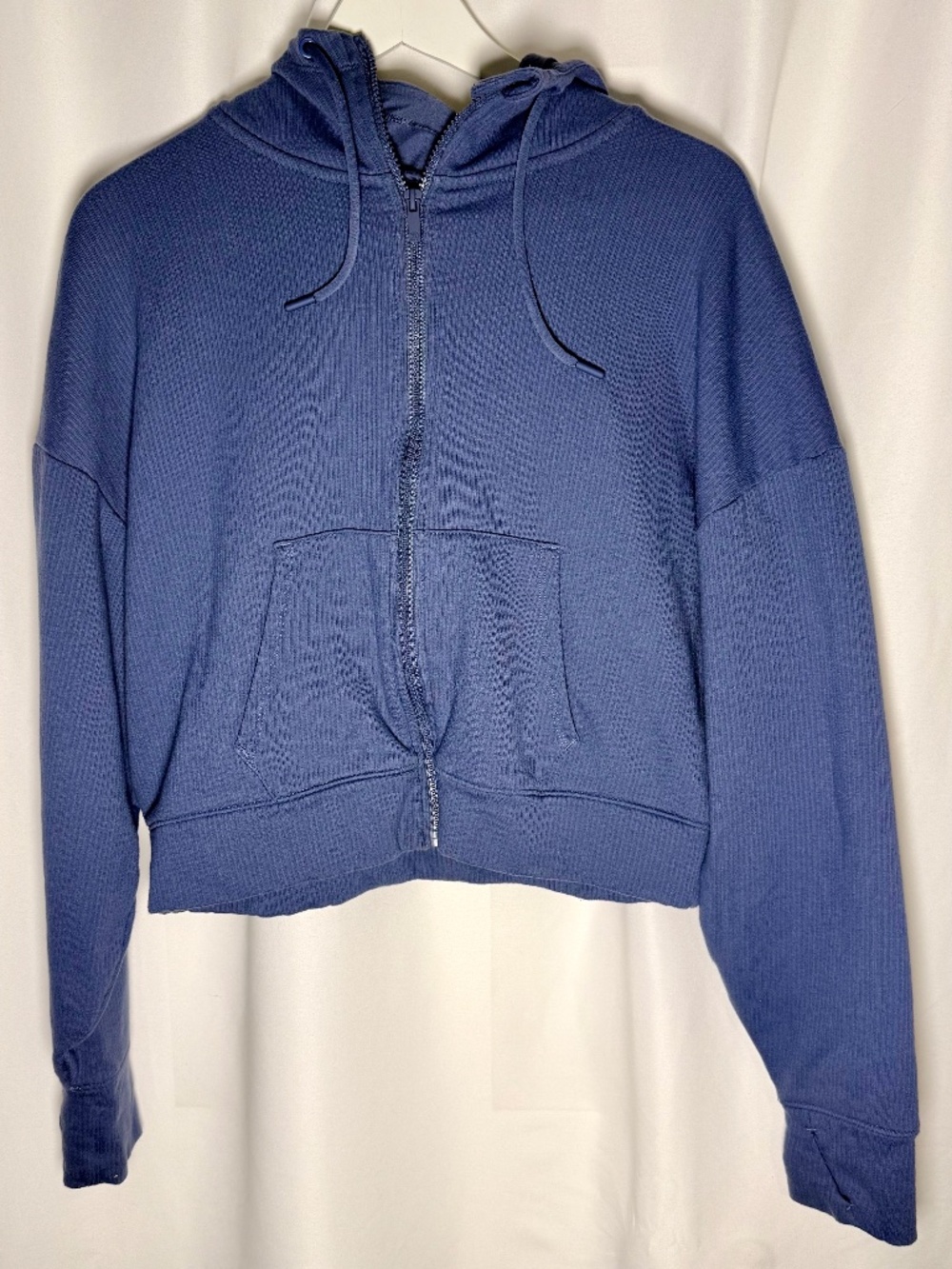 All in Motion Blue Full Zip Hoodie Sweatshirt Women's L Thumbholes
